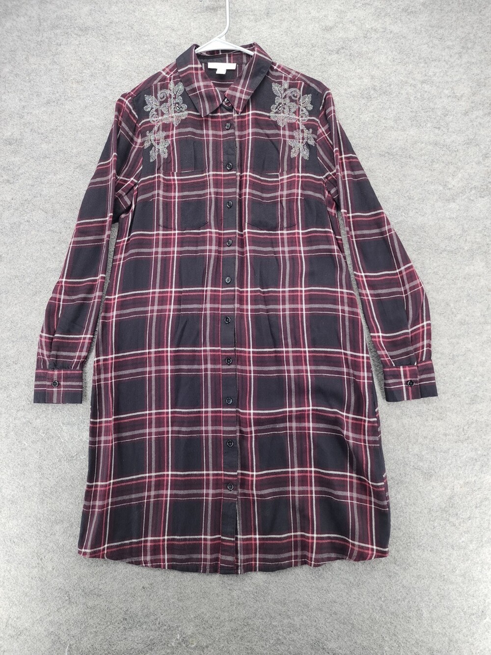 Westport 1962 Dress Womens 8 Button Up Long Sleeve Black Red Plaid